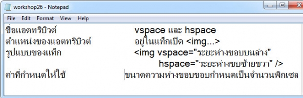 การเพิ่มระยะระหว่างรูปกับข้อความ