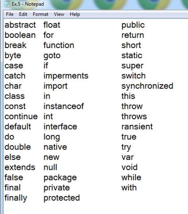 ตัวอย่างคำสงวนภาษา JavaScript