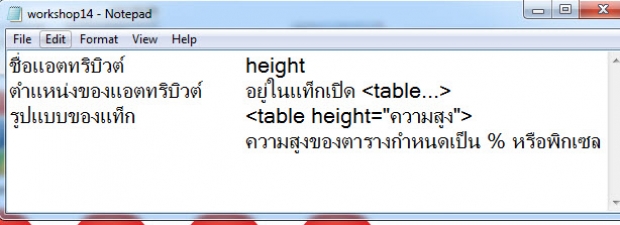 การปรับความสูงของตาราง