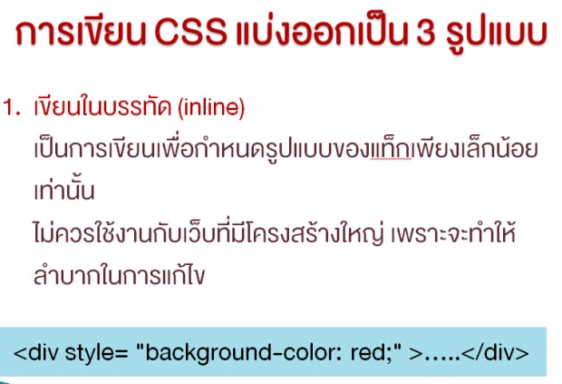 รูปแบบการเขียน CSS
