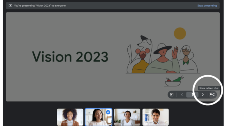 Google Meet อัปเดตฟีเจอร์ปุ่มแชร์สไลด์ กดได้ระหว่างประชุมออนไลน์ได้แล้ว