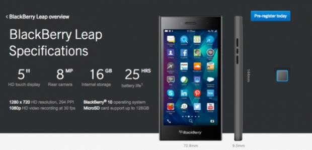 BlackBerry เปิดตัว BlackBerry Leap สมาร์ทโฟนระดับกลาง