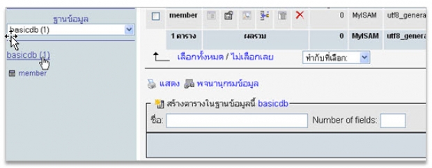 ลักษณะการสร้างตารางใน PHP