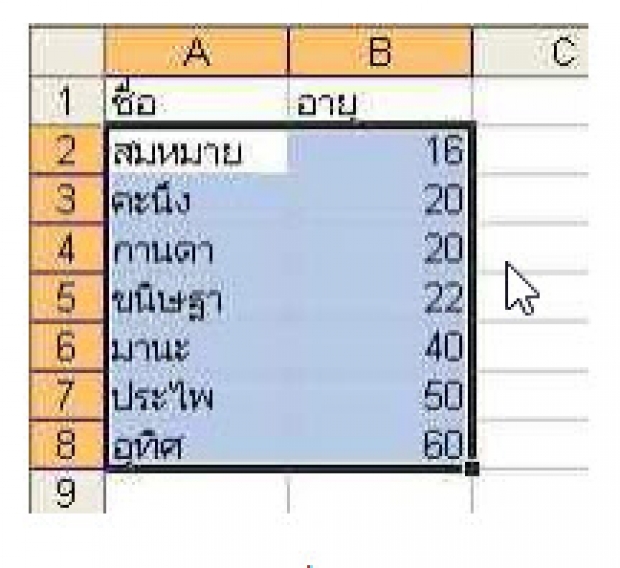 การเรียงข้อมูลในเอกสาร Excel