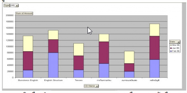 การสร้าง PivotChart จากข้อมูล รูปแบบที่ 1