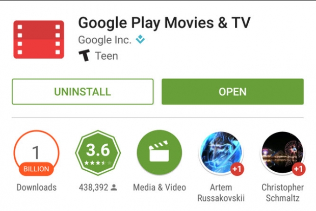 Google Play Movies & TV ยอดติดตั้งพันล้านแล้ว