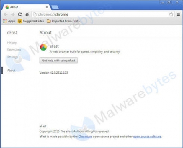 พบโปรแกรม eFast Browser ปลอมเป็น Chrome 